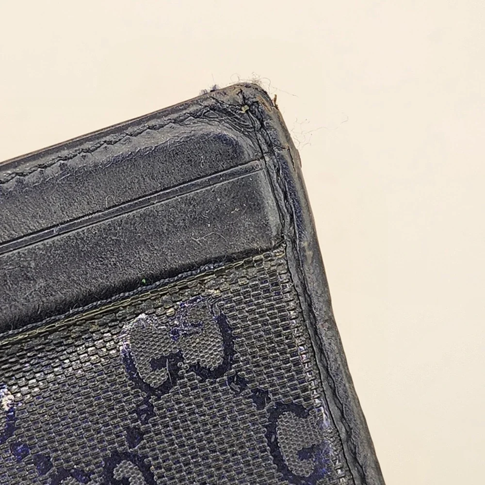 GUCCI GG Supreme Monogram Card Holder Case Navy Blue Black Compact Mens